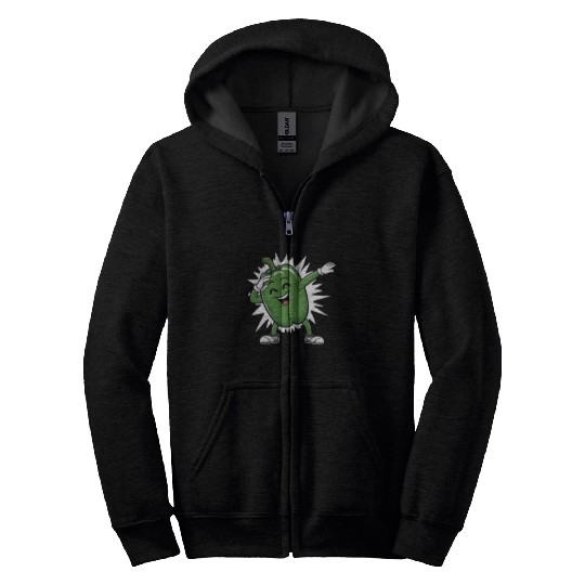 Green Bell Pepper Dabbing Zip Hoodies