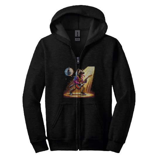 Disco Ball Guitar Hyena Zip Hoodies