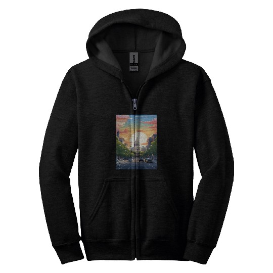 Sunset in US Capitol Washington DC Zip Hoodies