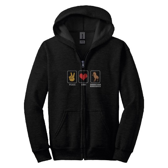 Peace And Love Dog Rhodesian Ridgeback Zip Hoodies