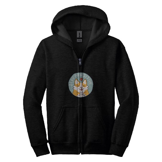 Corgi Pawsitive Badge Zip Hoodies