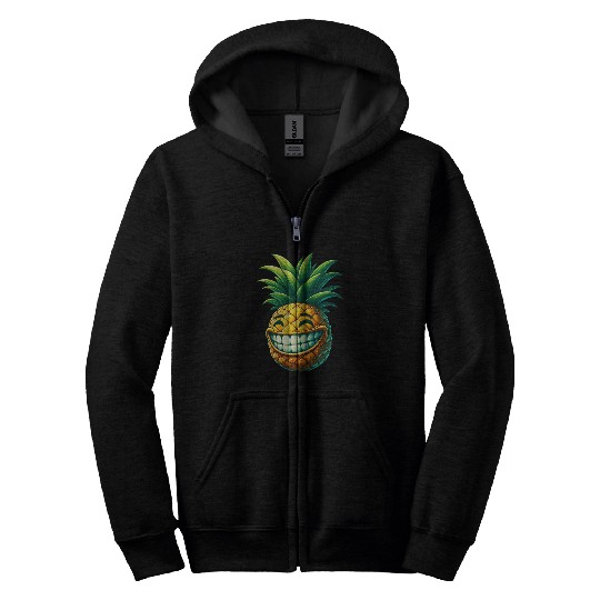 Pineapple fruit summer cartoon smile sweet cool Zip Hoodies