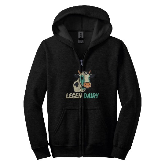 Legend Dairy Cattle Farmer Hereford Ranchero Zip Hoodies