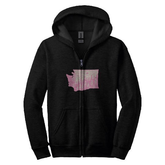Washington DC Wild Outline State Zip Hoodies