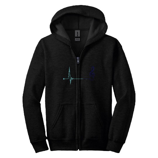 Music Clef Note Violin Treble Sound Pulse ECG Zip Hoodies