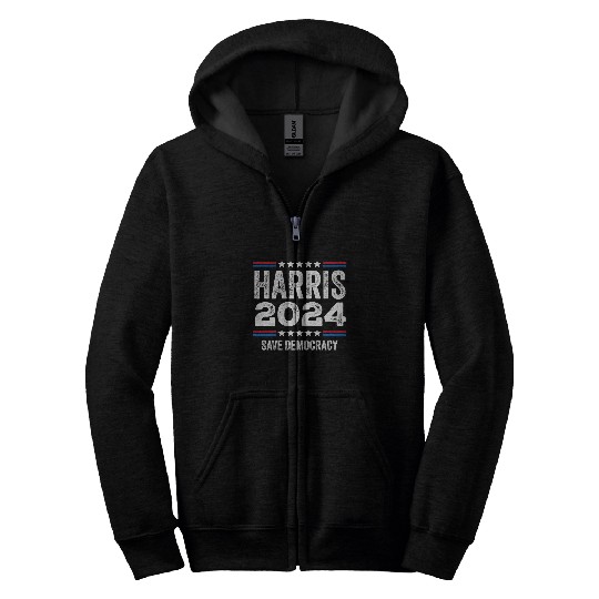 Kamala Harris 2024 Save Democracy US Election Zip Hoodies
