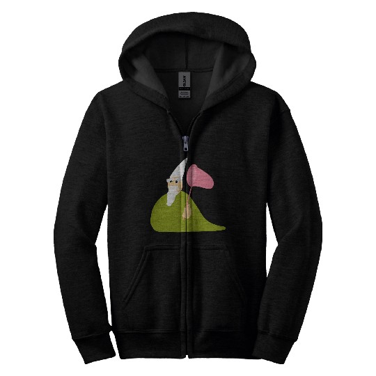 Crawly Gnome Tiny Green Wizard, Funny Green Gnome Zip Hoodies