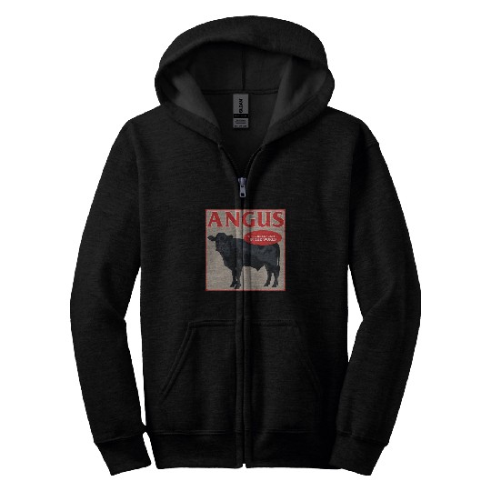 Angus The Coolest Cattle Black Angus Cow Zip Hoodies