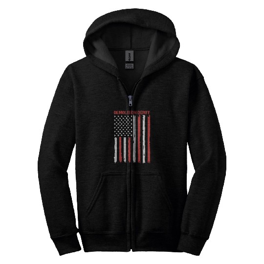 4th Of July US Flag Demolition Derby Demo Derby Zip Hoodies