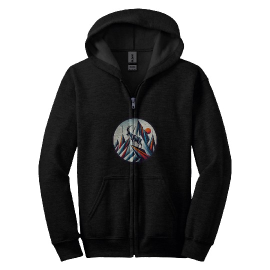 Abstract mountain goat Zip Hoodies