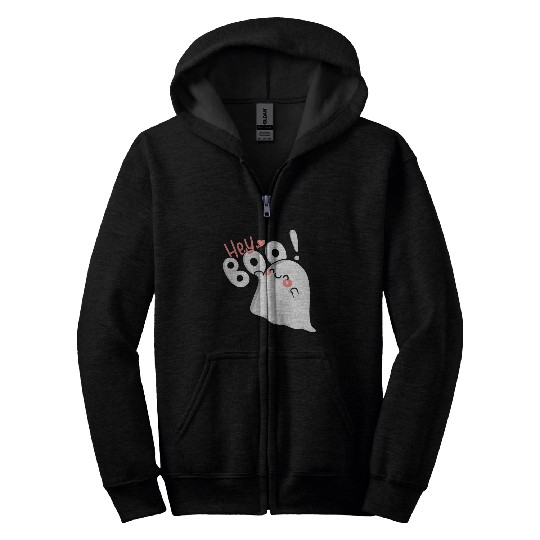 Hey Boo! Cute ghost Zip Hoodies