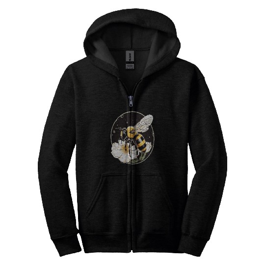 Bumble Bee on a Flower in a Bubble Zip Hoodies