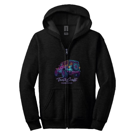 Jeep rear view topographical Zip Hoodies