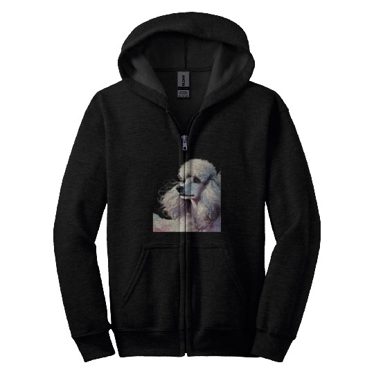 Elegant Poodle in Soft Watercolors Zip Hoodies