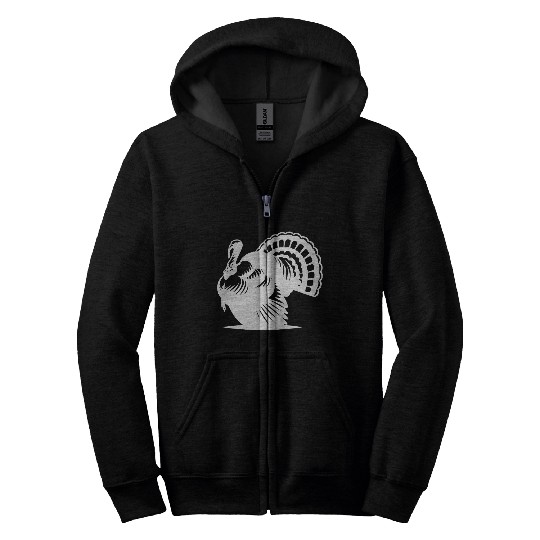 Wild Big Fat Turkey With Wing Drawing Zip Hoodies