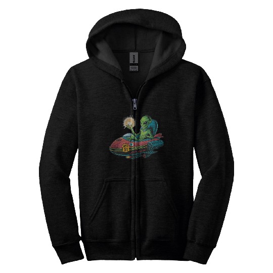 Alien in Area 51 Craft Zip Hoodies