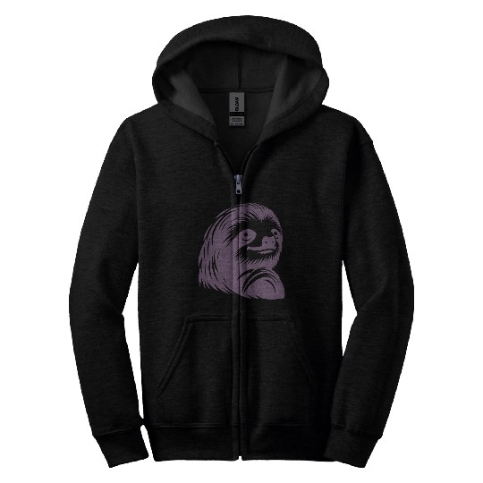 Thoughtful sloth face portrait silhouette Zip Hoodies