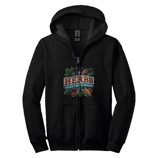 Herb Your Enthusiasm: A fun, punny herbs design. Zip Hoodies