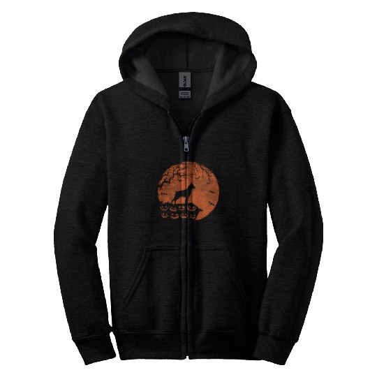 Boxer And Moon Halloween Dog Lover Gift Zip Hoodies