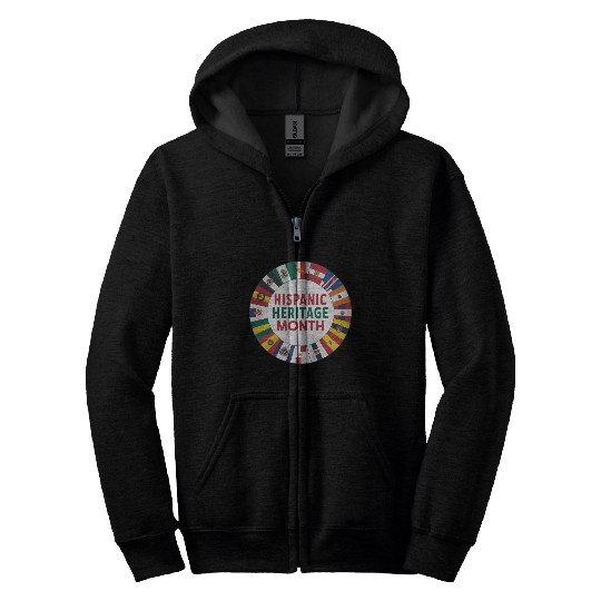 Hispanic Heritage Circle Unity of Flags Zip Hoodies