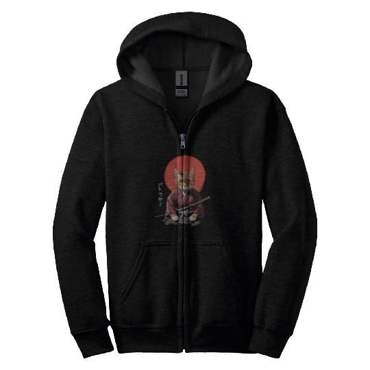 Neko Battousai Samurai Cat Classic Zip Hoodies