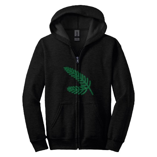 Fir branches embroidered Zip Hoodies