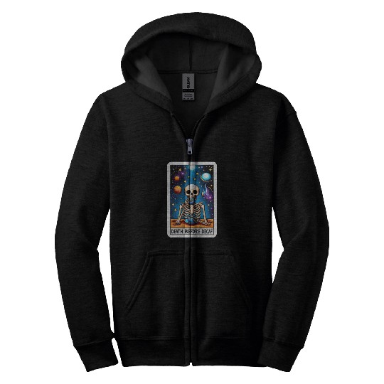Tarot Card Collection - Death Before Decaf Zip Hoodies
