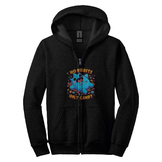 Stitch Halloween No Regrets Only Candy Zip Hoodies