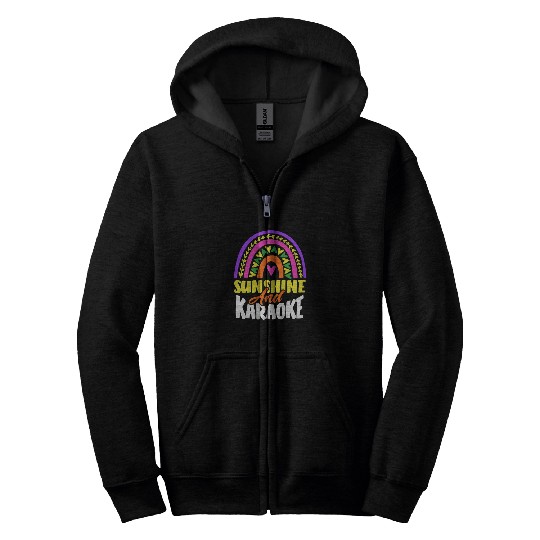 Sun And Karaoke Rainbow Heart Zip Hoodies