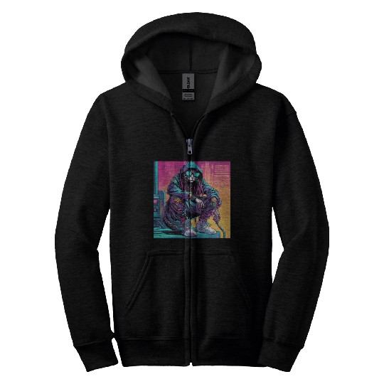 Cyberpunk Rastafari Cat Zip Hoodies