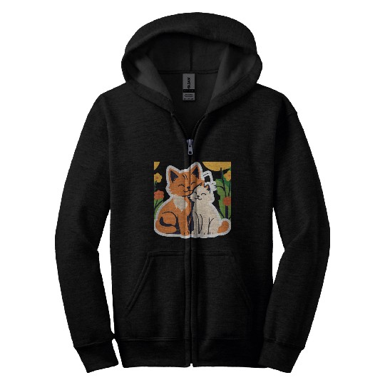 3d cat dou sweet and joyful Zip Hoodies