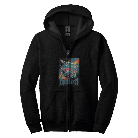 Space Whale Adventure on a Mysterious Planet Zip Hoodies