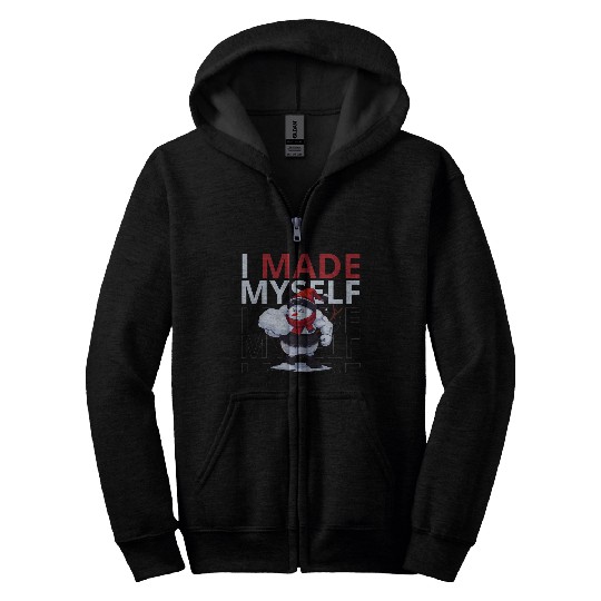 I Made Myself White Zip Hoodies