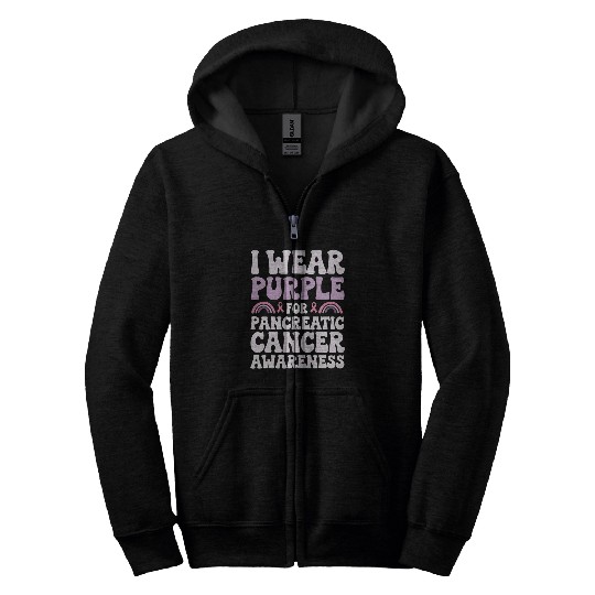 I Wear Purple For Pancreatic Cancer Awareness Zip Hoodies