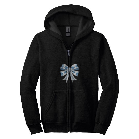 Christmas Coquette bow, Christmas santa bow Zip Hoodies