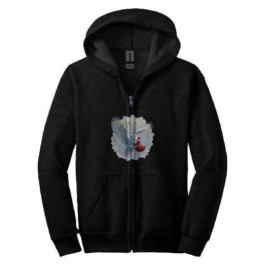 Snowy Owl Carrying Christmas Gift Bag Zip Hoodies
