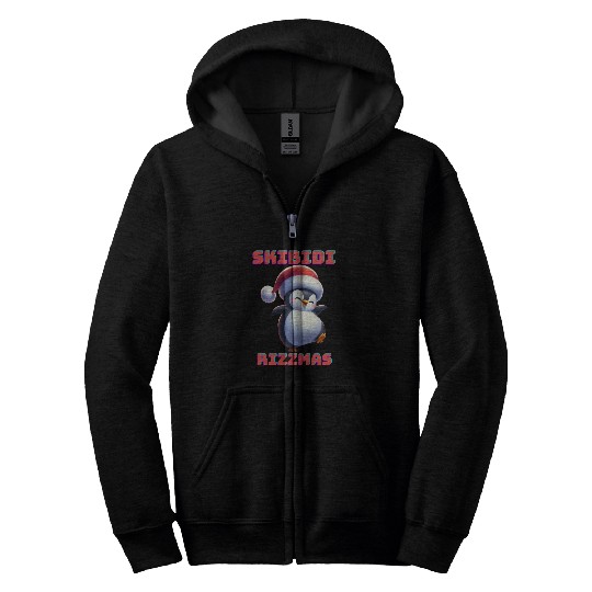 Skibidi Rizzmas Penguin Zip Hoodies
