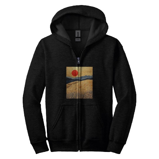 Sunset Serenity: Susuki Fields in Twilight Zip Hoodies