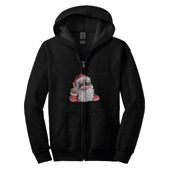 Retro Santa Christmas Blowing Bubble Zip Hoodies