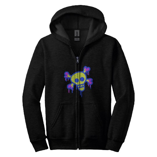 Pirate Skull and Bones Skeleton Graffiti Drops Fun Zip Hoodies