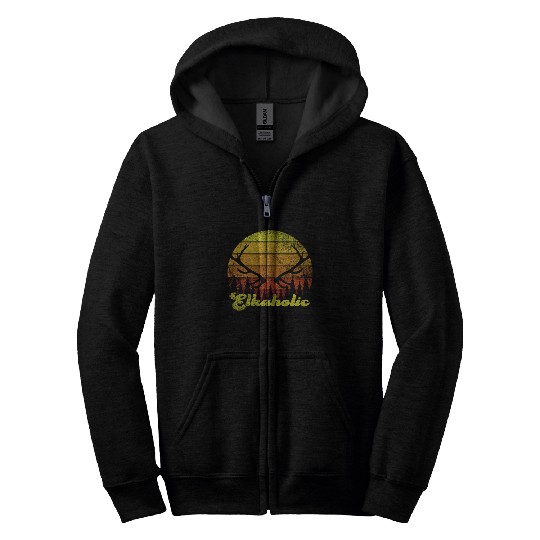 Elk Hunting Elkaholic Hunters Zip Hoodies