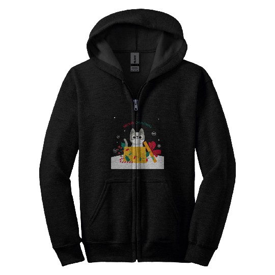 Meowy Christmas Surprise! Zip Hoodies