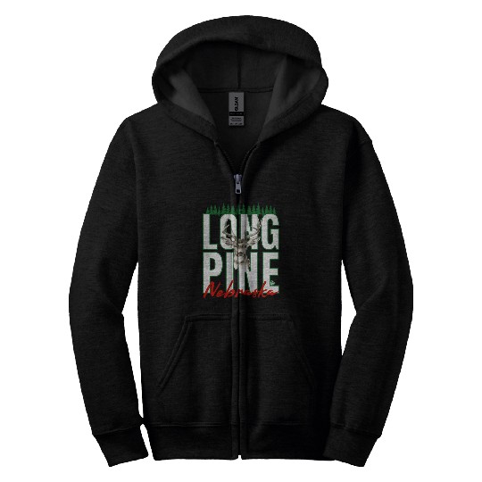 LONG PINE NEBRASKA DEER Family Design Zip Hoodies