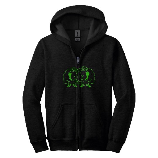 Two Sheep Eating Grass 2 Friends Team Hungry Crew Zip Hoodies