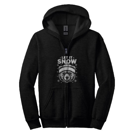 Let It Snow Bear Christmas Zip Hoodies, Winter Holiday