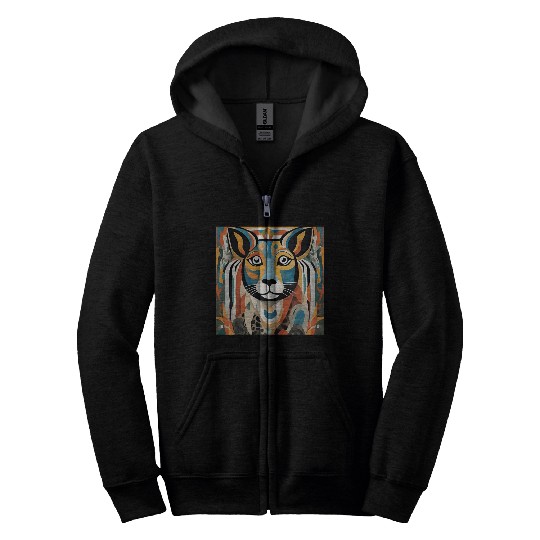 Vibrant Geometric Tiger Artwork Zip Hoodies