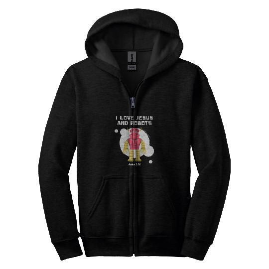 I Love Jesus and Robots, John 3:16 Zip Hoodies