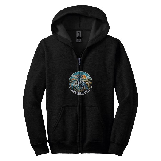 Great Blue Heron Beak Performance Retro Zip Hoodies