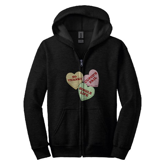 Valentines Candy Hearts Zip Hoodies