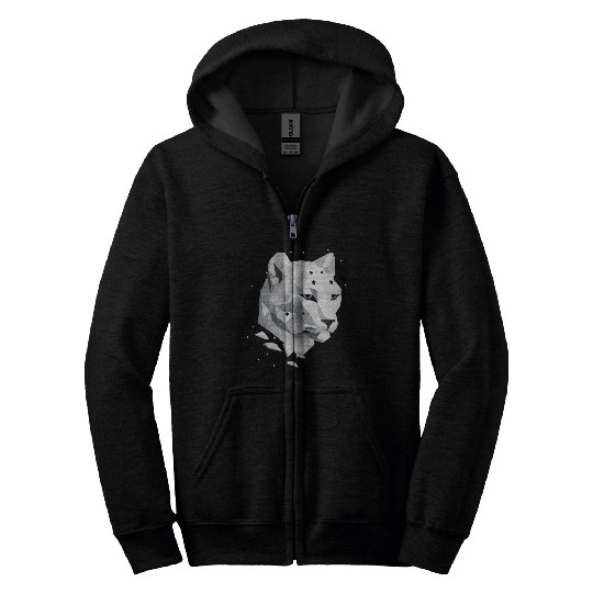 Geometric Snow Leopard - Elegance of the Wild Zip Hoodies